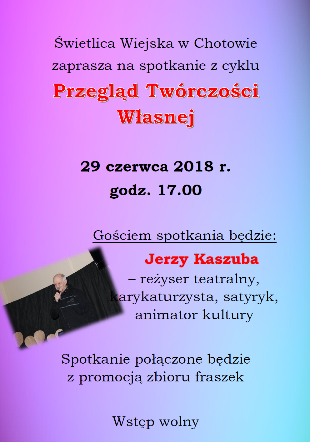 Więcej o: Zaproszenie na spotkanie z Jerzym Kaszubą